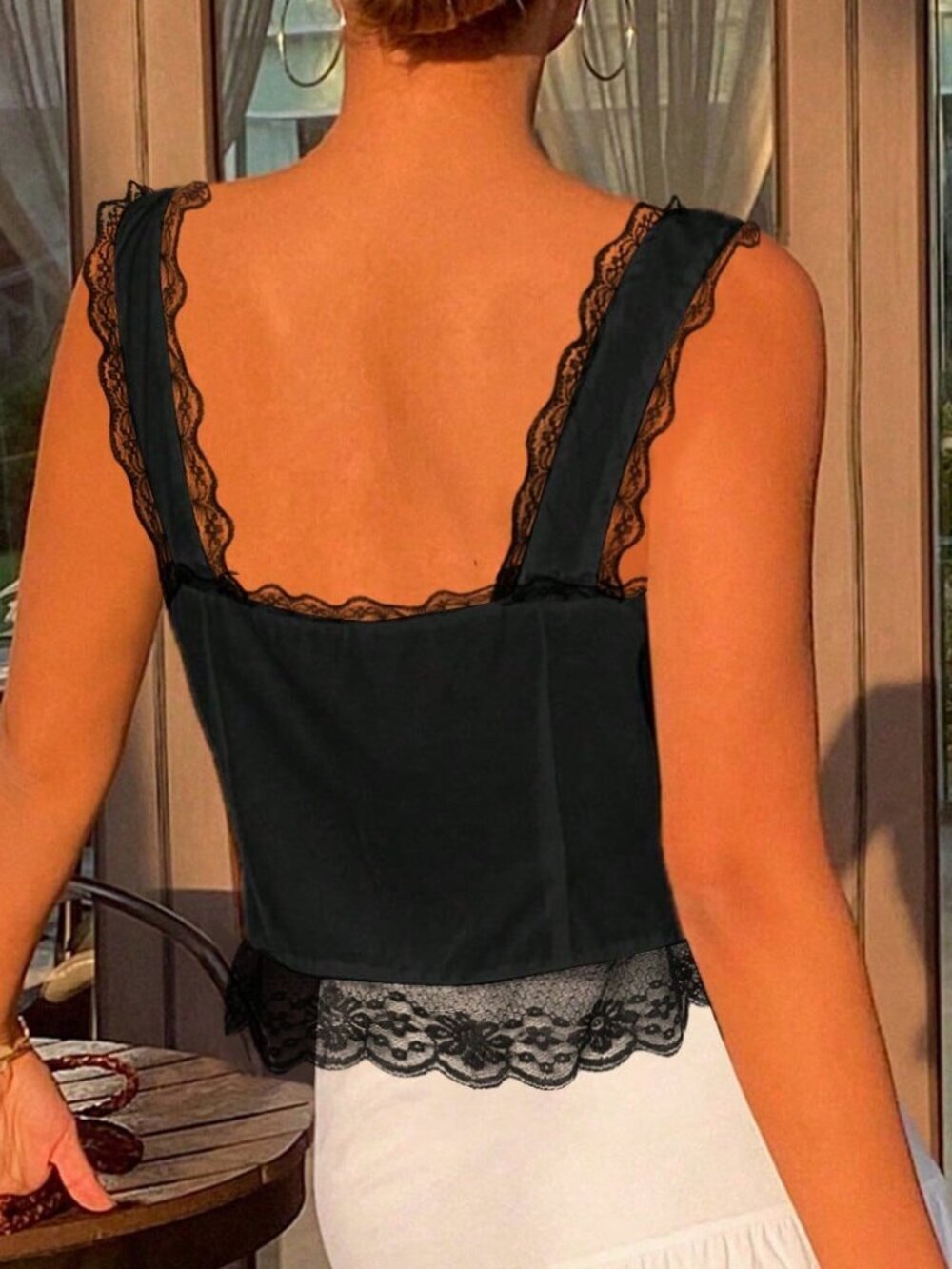 Black Casual Women's Cropped Camisole Tank Top - Picture 2 of 7